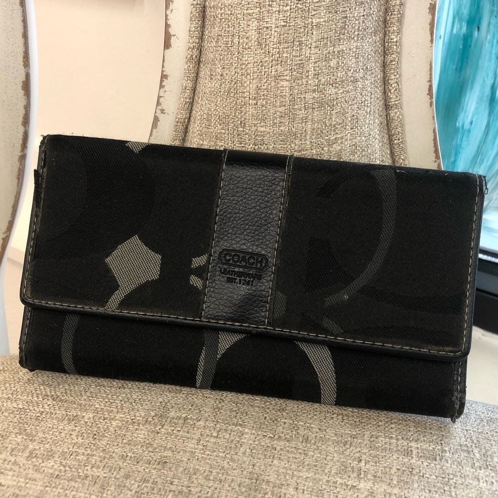 COPY - Black & Grey Coach Wallet  (7 1/2 in x  4in) JB
